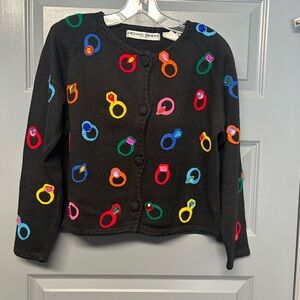 Michael Simon Vintage bejeweled cardigan sweater. Rings/jewels. Small RARE! EUC